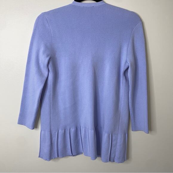 Talbots Pastel Powder Blue Pleated Ruffle Peplum Hem Open-Front Cardigan Small - Picture 3 of 8